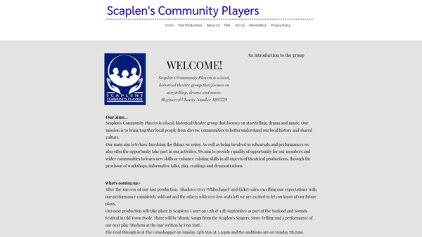 Screenshot of the Scaplen's Community Players website