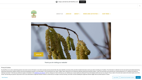 Screenshot of the Trees For Seaford website