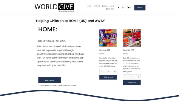 Screenshot of the World Give website