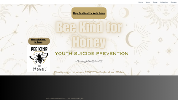 Screenshot of the Bee Kind For Honey website