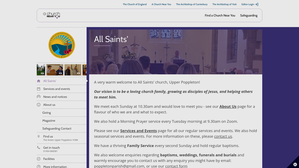 Screenshot of the Nether With Upper Poppleton Pcc (All Saints' And St Everilda's) website