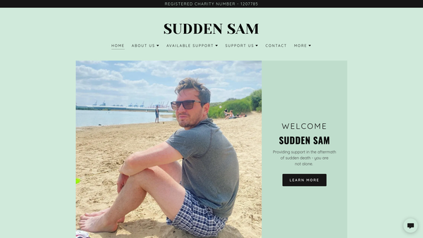 Screenshot of the Sudden Sam website