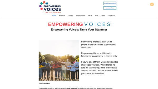 Screenshot of the Empowering Voices website