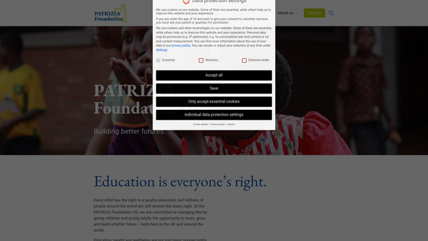 Screenshot of the Patrizia Foundation UK CIO website