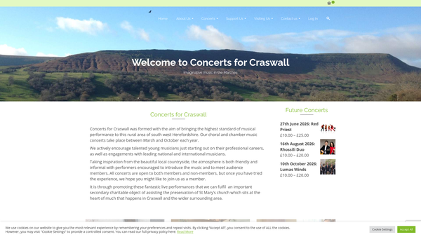 Screenshot of the Concerts For Craswall website