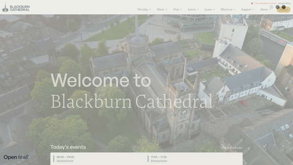 Screenshot of the Cathedral Church Of St Mary The Virgin Blackburn website