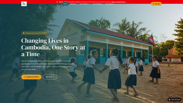 Screenshot of the Passion4change Foundation website