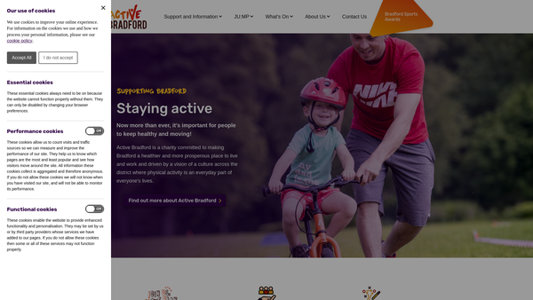 Screenshot of the Active Bradford Limited website