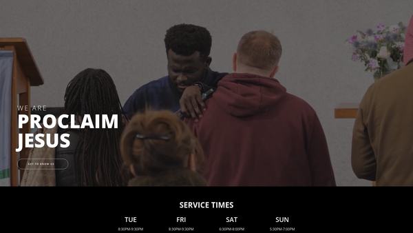 Screenshot of the Proclaim Jesus website