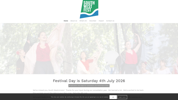 Screenshot of the South Westminster Community Festival website