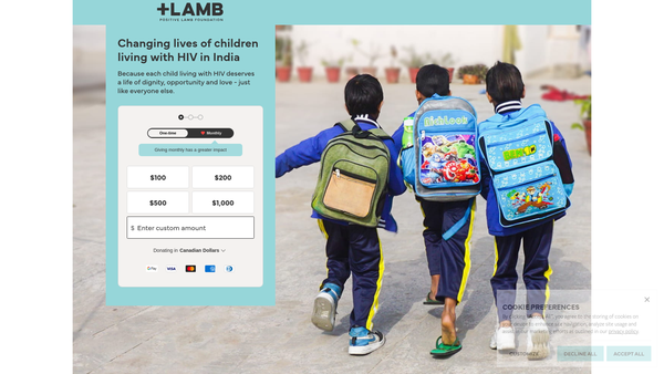 Screenshot of the Positive Lamb Foundation UK website