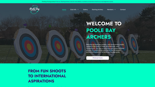 Screenshot of the Poole Bay Archers website