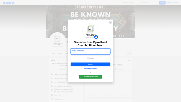 Screenshot of the Church Of God Egan Road website