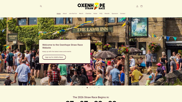 Screenshot of the Oxenhope Straw Race website