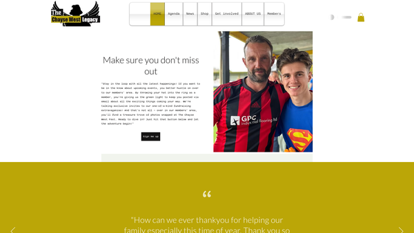 Screenshot of the The Chayse West Legacy website