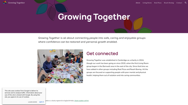 Screenshot of the Growing Together website