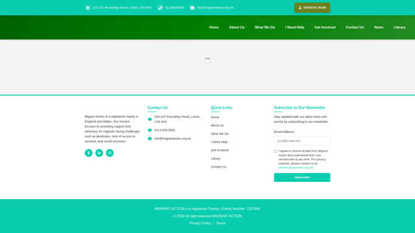 Screenshot of the Migrant Action website