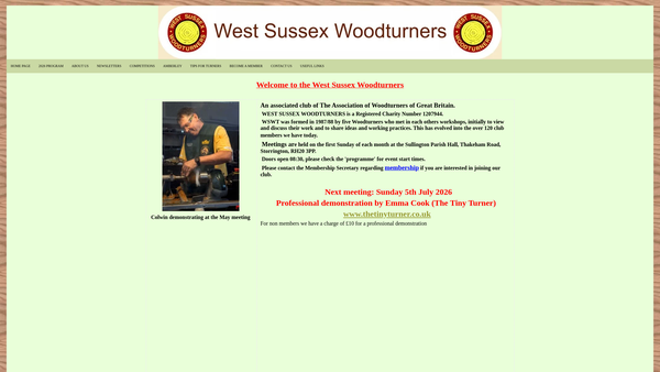 Screenshot of the West Sussex Woodturners website