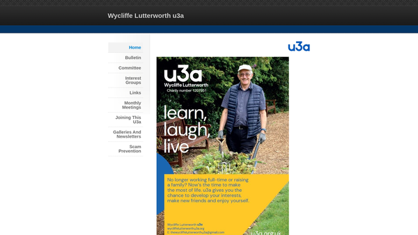 Screenshot of the Wycliffe Lutterworth U3A website