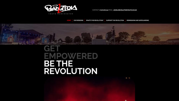 Screenshot of the Revolution Youth website