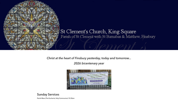 Screenshot of the Parochial Church Council Of The Ecclesiastical Parish Of St Clement With St Barnabas And St Matthew, Finsbury, London website