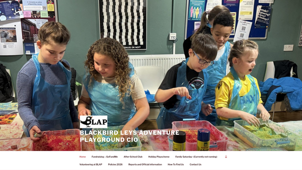 Screenshot of the Blackbird Leys Adventure Playground CIO website