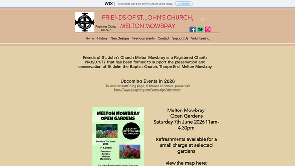 Screenshot of the Friends Of St. John's Church Melton Mowbray website