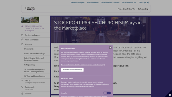 Screenshot of the The Parochial Church Council Of The Ecclesiastical Parish Of Stockport And Brinnington website