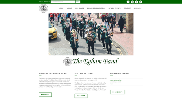 Screenshot of the The Egham Band website