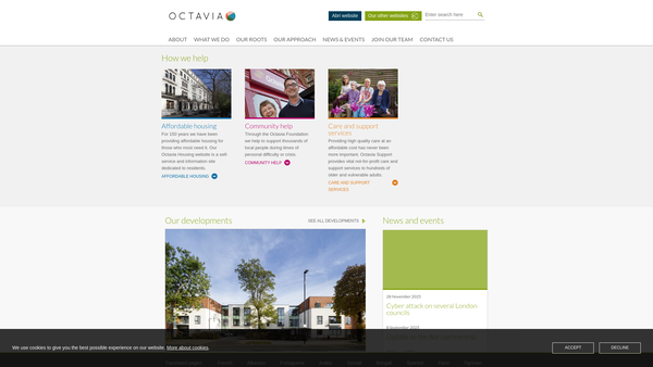 Screenshot of the The Octavia Hill Housing Trust Gift Fund website