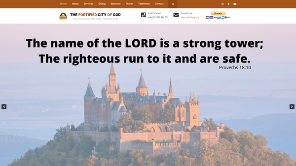 Screenshot of the The Fortified City Of God website