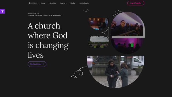 Screenshot of the The Potter's House Church Aylesbury website