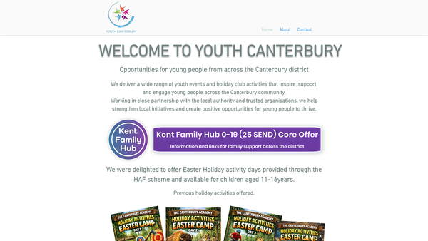 Screenshot of the Youth Canterbury website