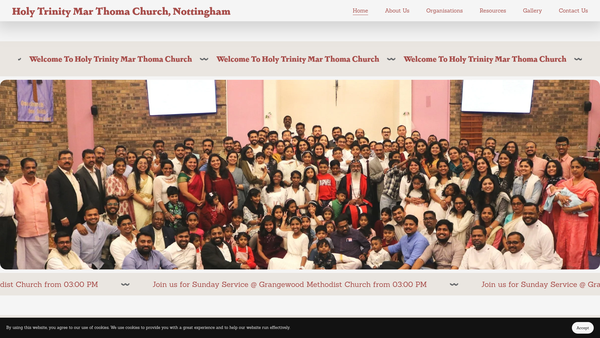 Screenshot of the Holy Trinity Mar Thoma Church, Nottingham website