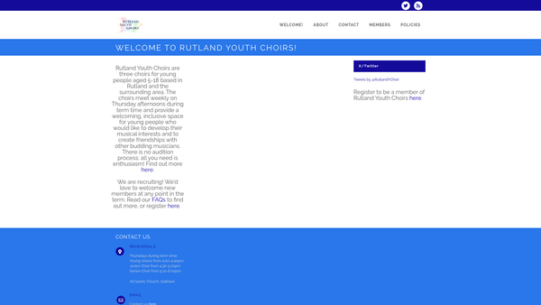 Screenshot of the Rutland Youth Choirs website