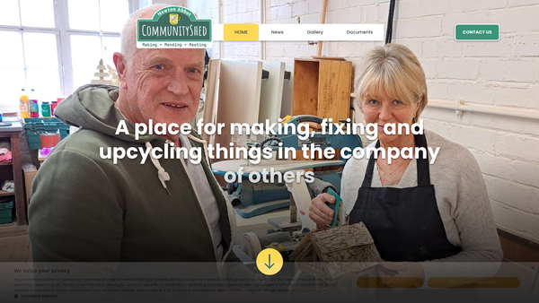 Screenshot of the Newton Abbot Community Shed website