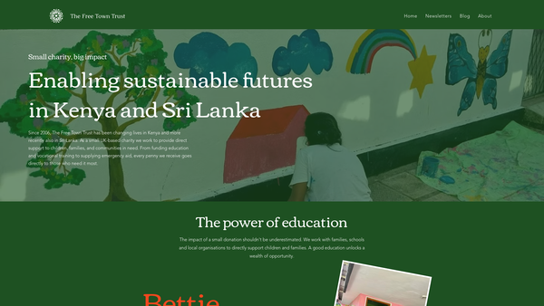 Screenshot of the The Free Town Trust website