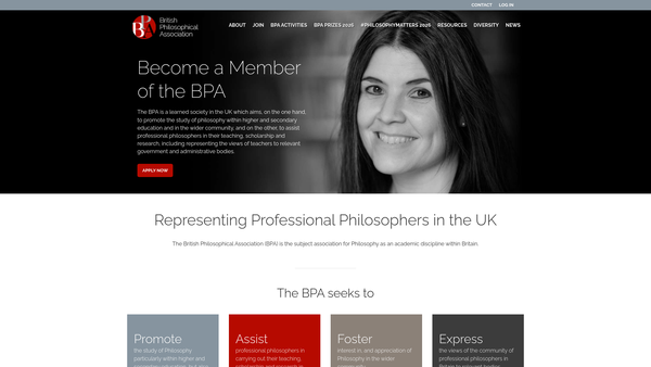 Screenshot of the British Philosophical Association website