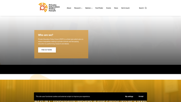 Screenshot of the Private Education Policy Forum website