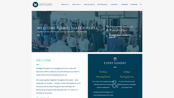Screenshot of the Westgate Chapel website