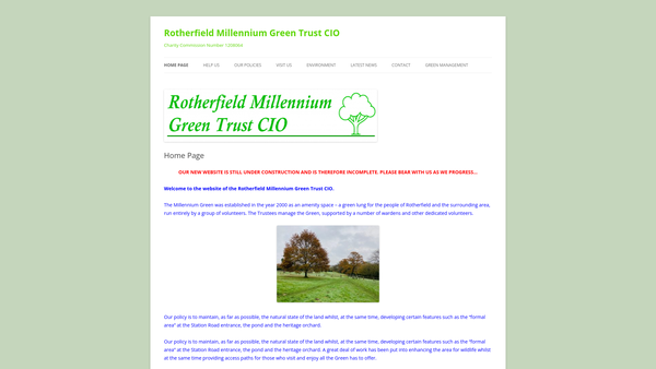Screenshot of the Rotherfield Millennium Green Trust CIO website