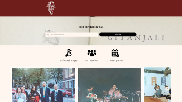 Screenshot of the The Tagore Centre UK website