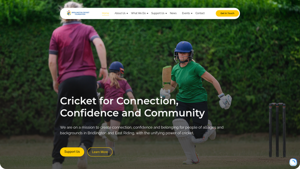 Screenshot of the Bridlington Cricket Foundation website