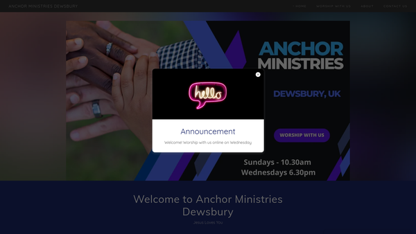Screenshot of the Anchor Ministries website