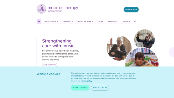 Screenshot of the Music As Therapy International website