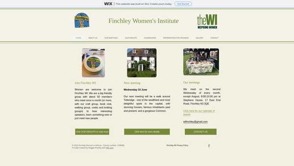 Screenshot of the Finchley Women's Institute website