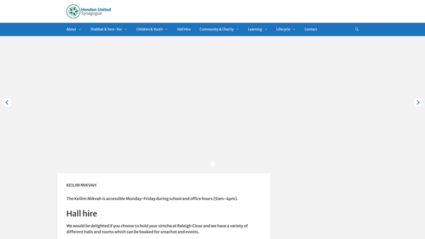 Screenshot of the Hendon Co-Ordinated Charities website