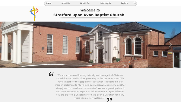 Screenshot of the Stratford Upon Avon Baptist Church website