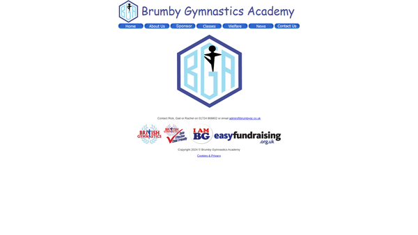 Screenshot of the Brumby Gymnastics Academy website