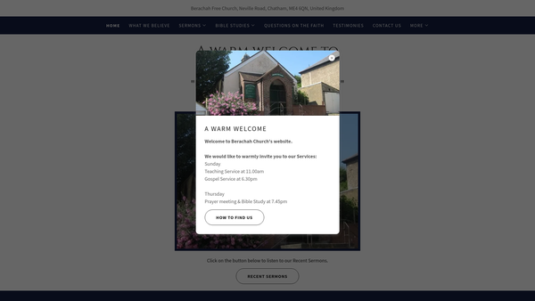 Screenshot of the Berachah Mission ( Free ) Church website